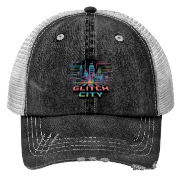 Discover Neon Cyberpunk Cityscape Design Trucker Hats