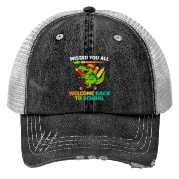 Discover Missed You Welcome Back to School Funny Dinosaur Trucker Hats