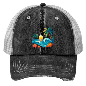 Discover Tropical Sunset Beach Vibes Trucker Hats