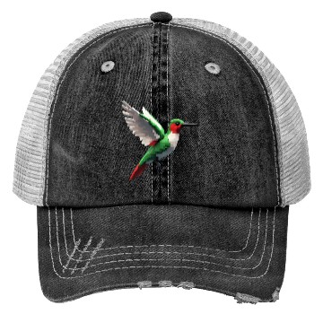 Discover Pixelated Red & Green hummingbird Trucker Hats