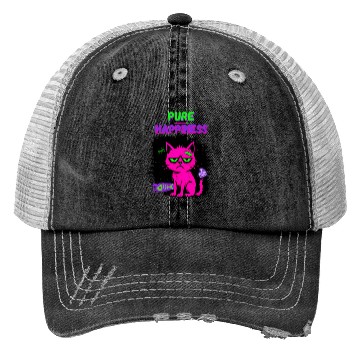 Discover Neon Grumpy Cat – Pure Happiness Graphic Trucker Hats