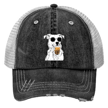 Discover Chill Dog with Sunglasses and Bubble Tea Trucker Hats