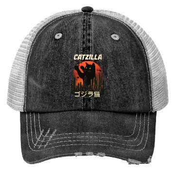 Discover Vintage Catzilla: Funny Cat Monster Trucker Hats