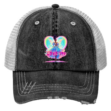 Discover Rainbow Fairy Heart Illustration Trucker Hats