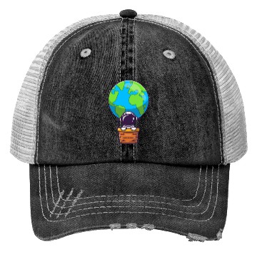 Discover Earth Balloon Illustration Trucker Hats