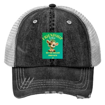Discover Whimsical Friendshippissed Giraffe Illustration Trucker Hats