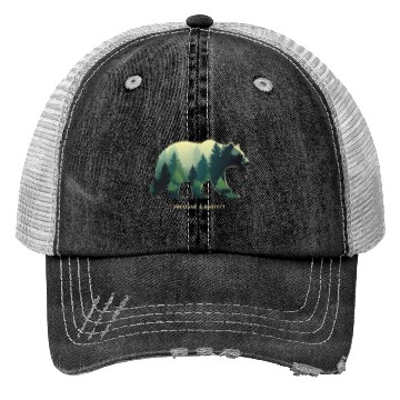 Discover Forest Bear Nature Illustration Trucker Hats
