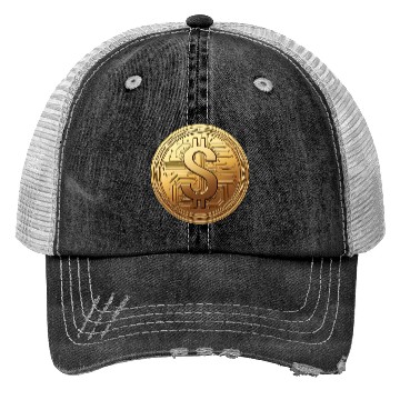 Discover Golden Bitcoin Design Trucker Hats