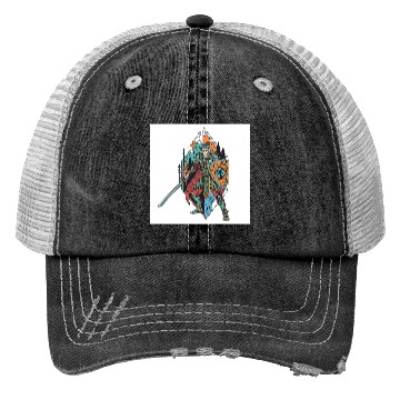 Discover Epic Elf Warrior Shield and Sword Illustration Trucker Hats
