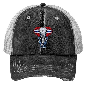 Discover Thailand Elephant Red White Blue National Flag Cul Trucker Hats
