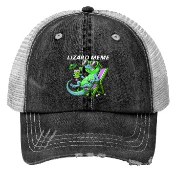 Discover Lizard Meme Lounge Scene Trucker Hats