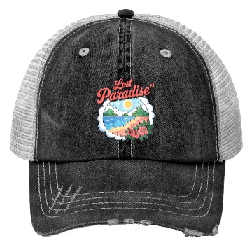 Discover Lost Paradise Tropical Scene Trucker Hats