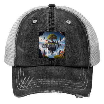 Discover Floating Island Growth Illustration Trucker Hats