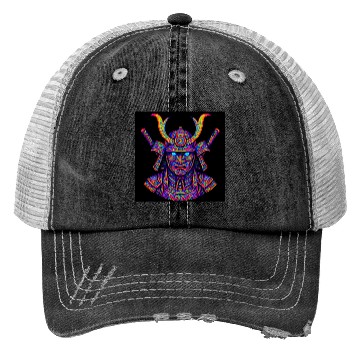 Discover Neon Samurai Warrior Psychedelic Trucker Hats