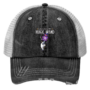 Discover Magical Wand with Witch Hat Illustration Trucker Hats