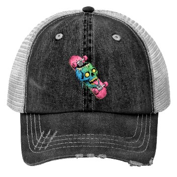 Discover Neon Dripping Skull Skateboard Art Trucker Hats