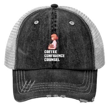 Discover Coffee Confidence Counsel Female Lawyer Trucker Hats