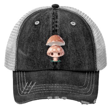 Discover Cute Mushroom Character Illustration Trucker Hats