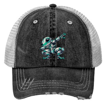 Discover Cool frog cartoon robot cyborg astronaut dabbing Trucker Hats