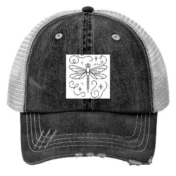 Discover “Minimal line art dragonfly, soft curves, modern  Trucker Hats