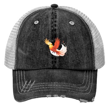 Discover Fiery Mythical Phoenix Illustration Trucker Hats