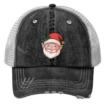 Discover Festive Santa Elf Face Design Trucker Hats