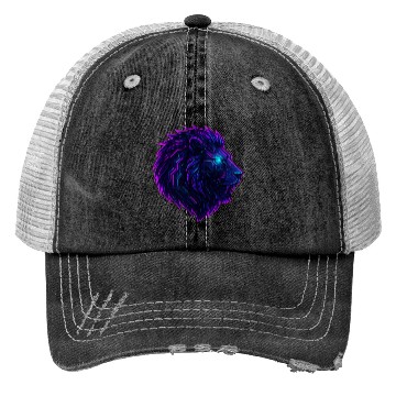Discover Neon Roar Cyberpunk Lion Head Trucker Hats
