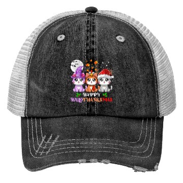 Discover Happy HalloThanksMas Cute Cats Lover Trucker Hats
