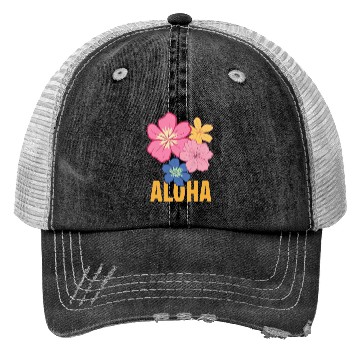 Discover Tropical Aloha Floral Design Trucker Hats