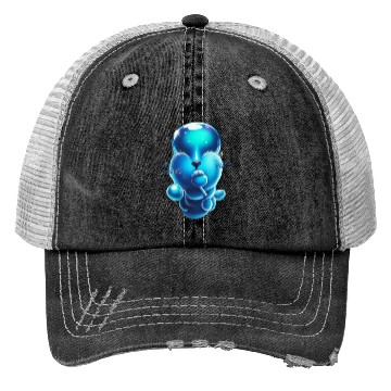 Discover Whimsical Blue Bear with Lollipop Trucker Hats