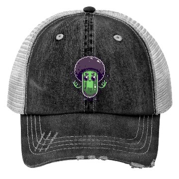Discover Whimsical Broccoli with Afro Hair Trucker Hats