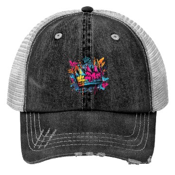 Discover Vibrant Graffiti Crown Design Trucker Hats