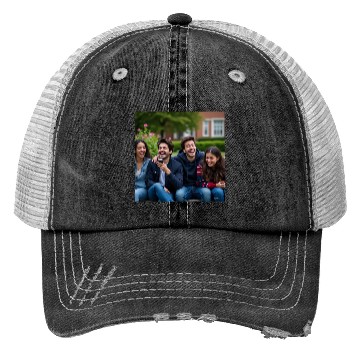 Discover Joyful Group Friendship Illustration Trucker Hats