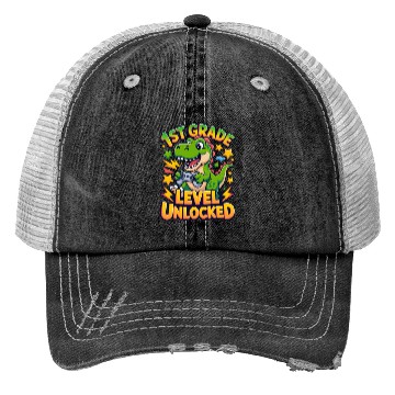 Discover 1st Grade Level Unlocked Back to School Video Game Trucker Hats