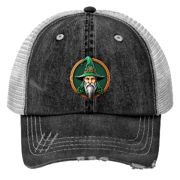 Discover Ancient Wizard with Green Hat Trucker Hats
