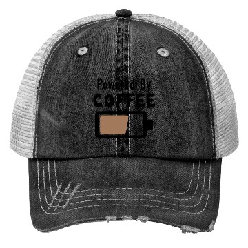 Discover Powered By Coffee – Coffee Statement Saying Trucker Hats