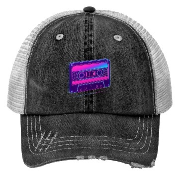 Discover Neon Cassette Tape Retro Design Trucker Hats