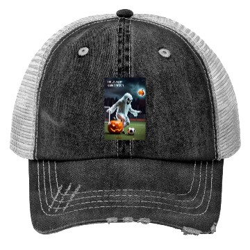 Discover Halloween Ghost with Pumpkin and Soccer Trucker Hats