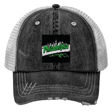 Discover Philadelphia Skyline Neon Design Trucker Hats