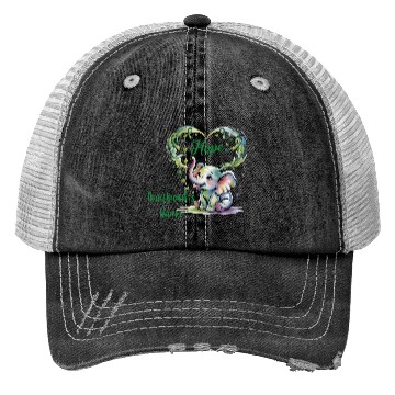 Discover Elephant with Green NEUROFIBROMATOSIS WARRIOR Trucker Hats