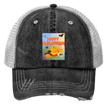 Discover Happy Halloween Pumpkin Lantern Trucker Hats