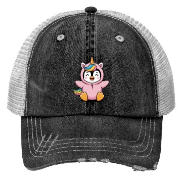 Discover Colorful Unicorn Penguin Costume Trucker Hats