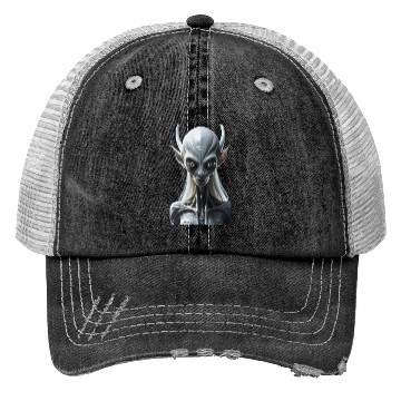 Discover Futuristic Alien Creature Illustration Trucker Hats