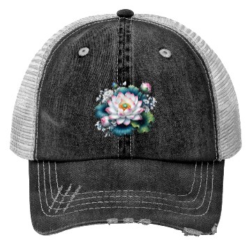 Discover Lotus and Flowers Blossom Trucker Hats