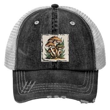 Discover Mushroom Forest Botanical Illustration Trucker Hats