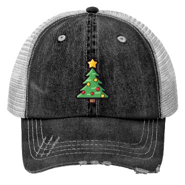 Discover Festive Christmas Tree with Colorful Ornaments Trucker Hats