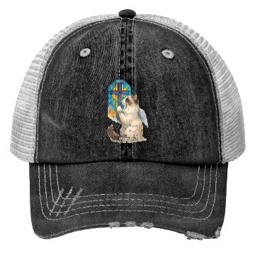 Discover Celestial Cat with Stained Glass Cross Trucker Hats