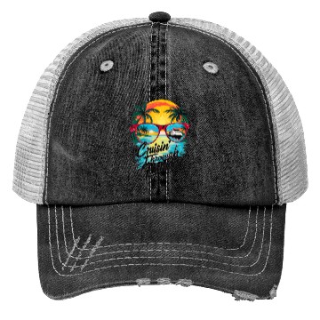 Discover Cruisin’ Through Paradise: Tropical Escape Vibe Trucker Hats