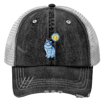Discover Blue Van Gogh Starry Night Ragdoll Cat Graphic Trucker Hats