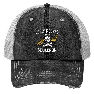 Discover Jolly Rogues Squadron Skull Emblem Trucker Hats